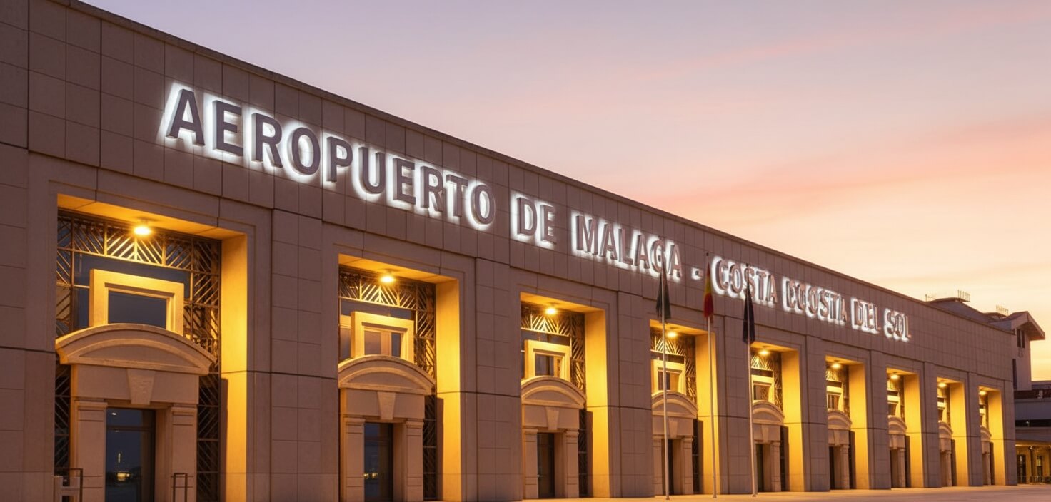 Lettere AGP con ciliegie all'Aeroporto di Malaga
